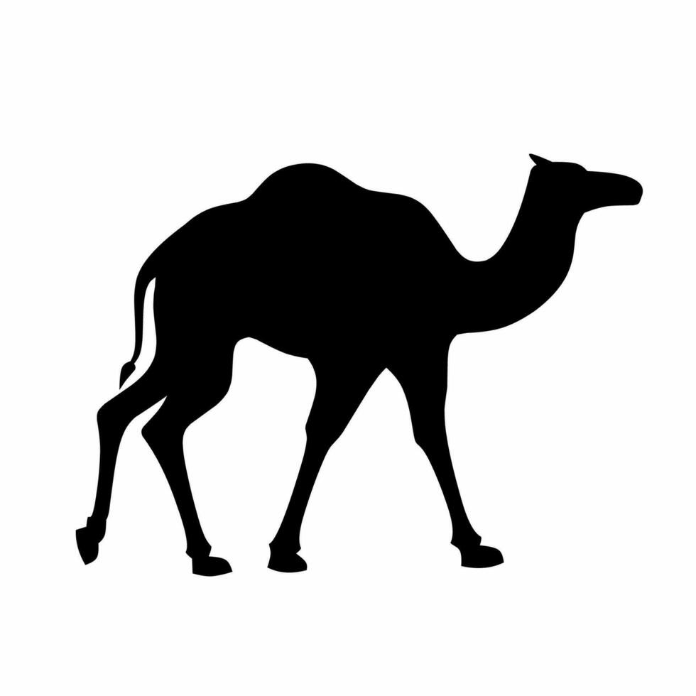 camello silueta icono vector. dromedario silueta lata ser usado como icono, símbolo o signo. camello icono vector para diseño de desierto, Sáhara, África o viaje