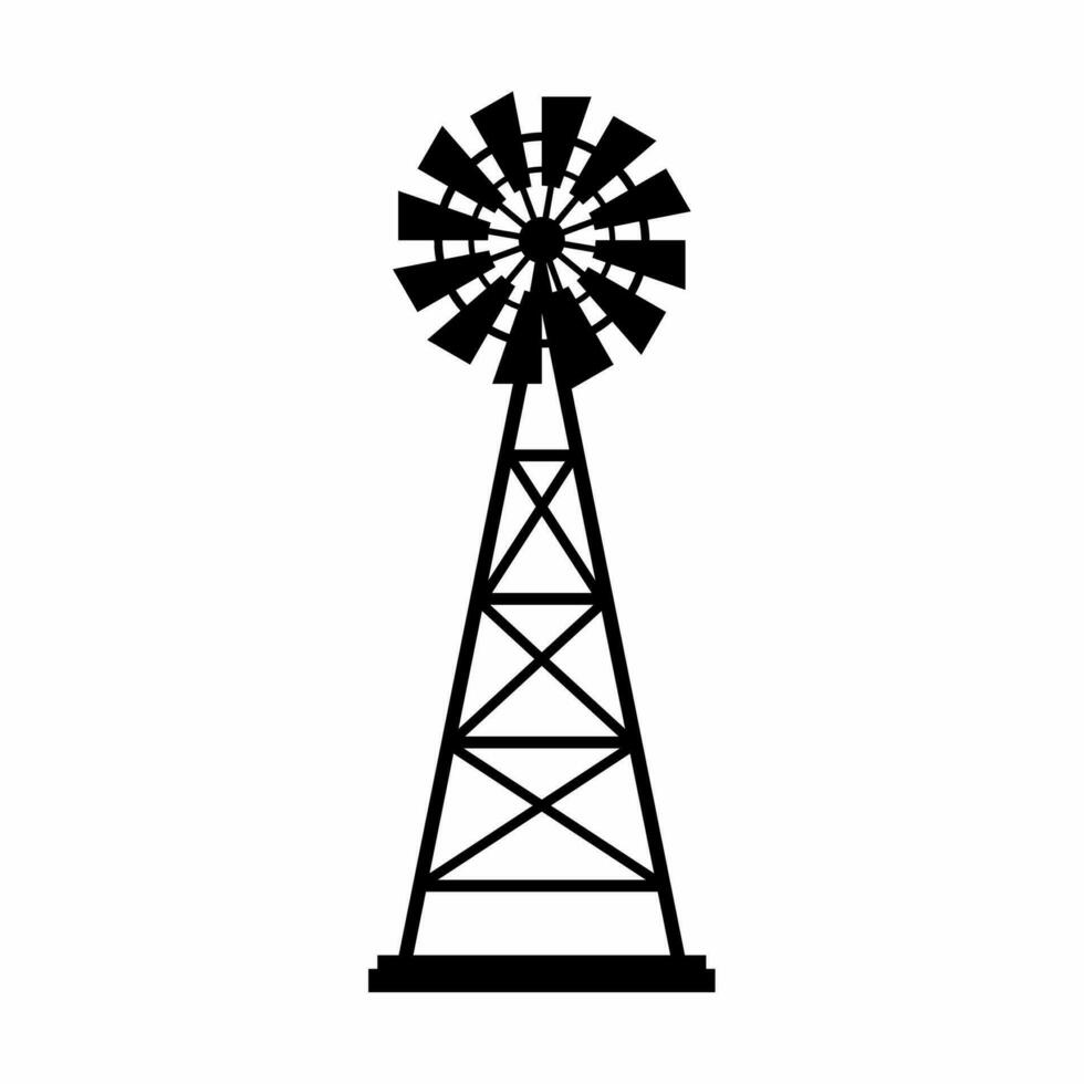 molino silueta icono vector. rural edificio silueta lata ser usado como icono, símbolo o signo. molino icono vector para diseño de granja, pueblo o campo