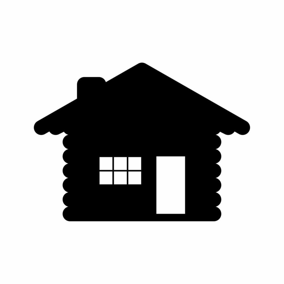 Wooden house silhouette vector. Log cabin silhouette can be used as icon, symbol or sign. Log house icon vector for design of hunter, cabin, hut or forest