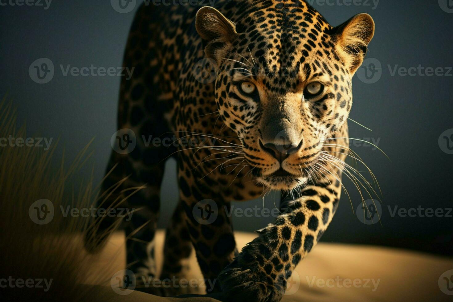 AI generated Untamed beauty a leopards portrait exuding strength and grace photo