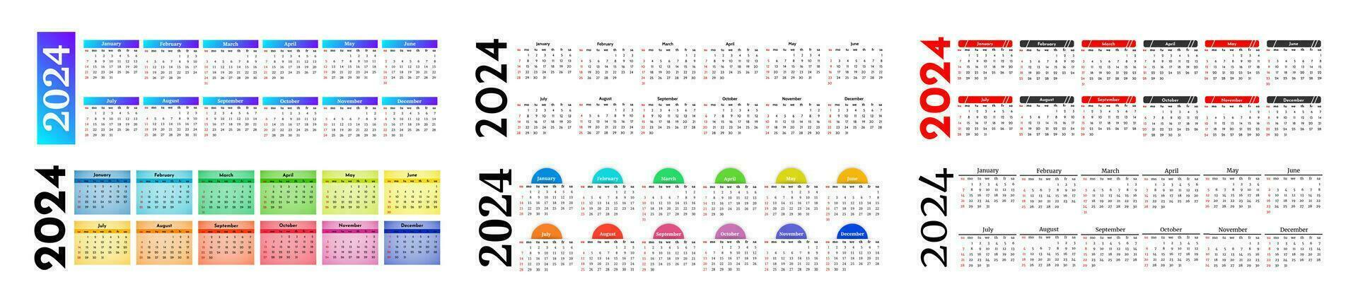 calendario para 2024 aislado en un blanco antecedentes vector