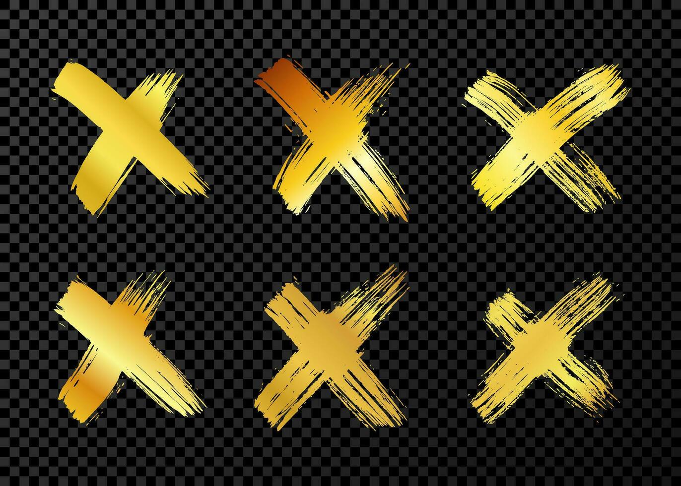 Gold hand drawn cross symbol vector