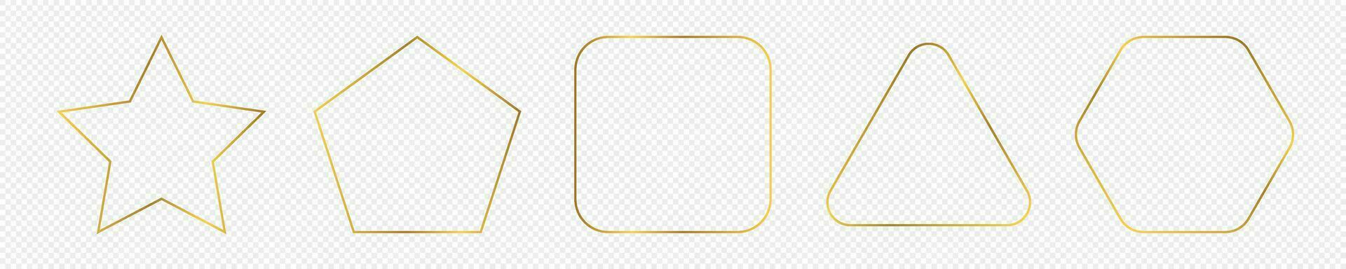 Gold glowing different geometric shape frame vector