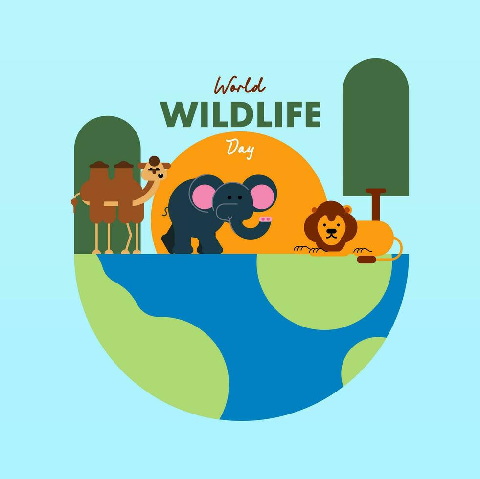 World wildlife day illustration background vector