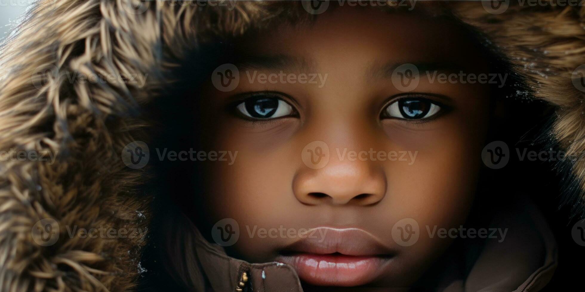 AI generated Captivating close-ups of child in winter attire. AI generative. photo