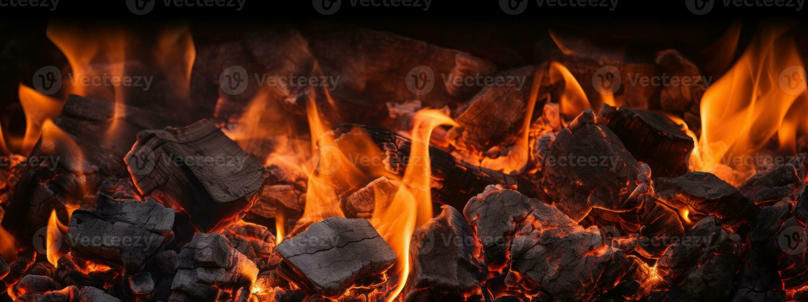 AI generated Mesmerizing fire pit flames, flickering dance, crackling wood. AI generative. photo