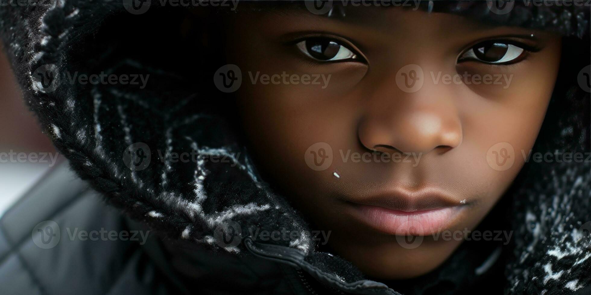 AI generated Captivating close-ups of child in winter attire. AI generative. photo