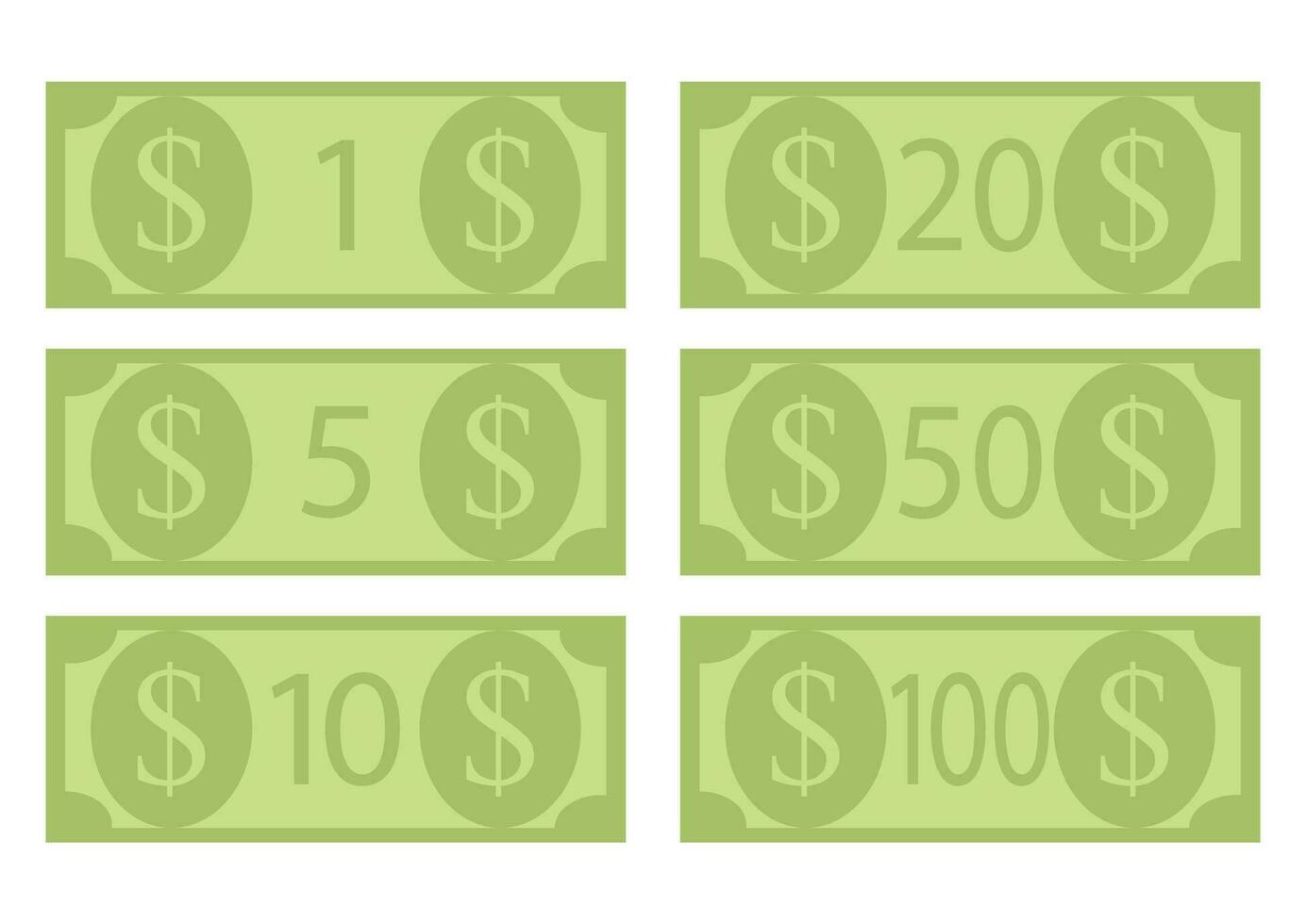 denominación de dólar facturas, centenar. efectivo dinero dibujos animados 50 EE.UU, cien dólar divisa, vector ilustración