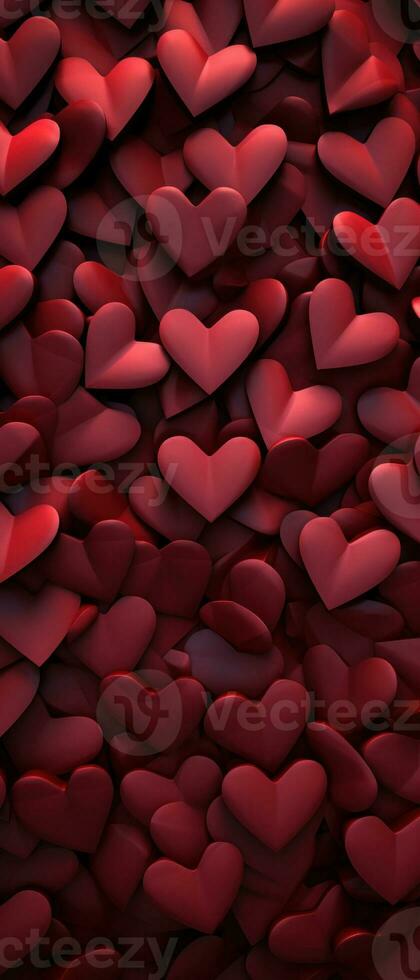 AI generated Cluster of red hearts emotive composition, highlighting depth and passion. AI generative. photo