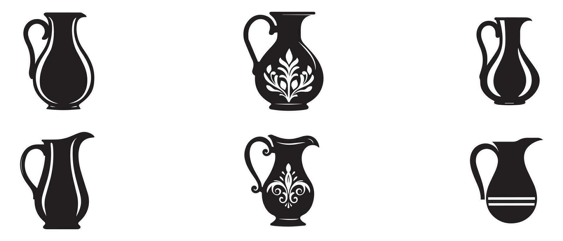 Jug icon set isolated on white background. Vector illustration.