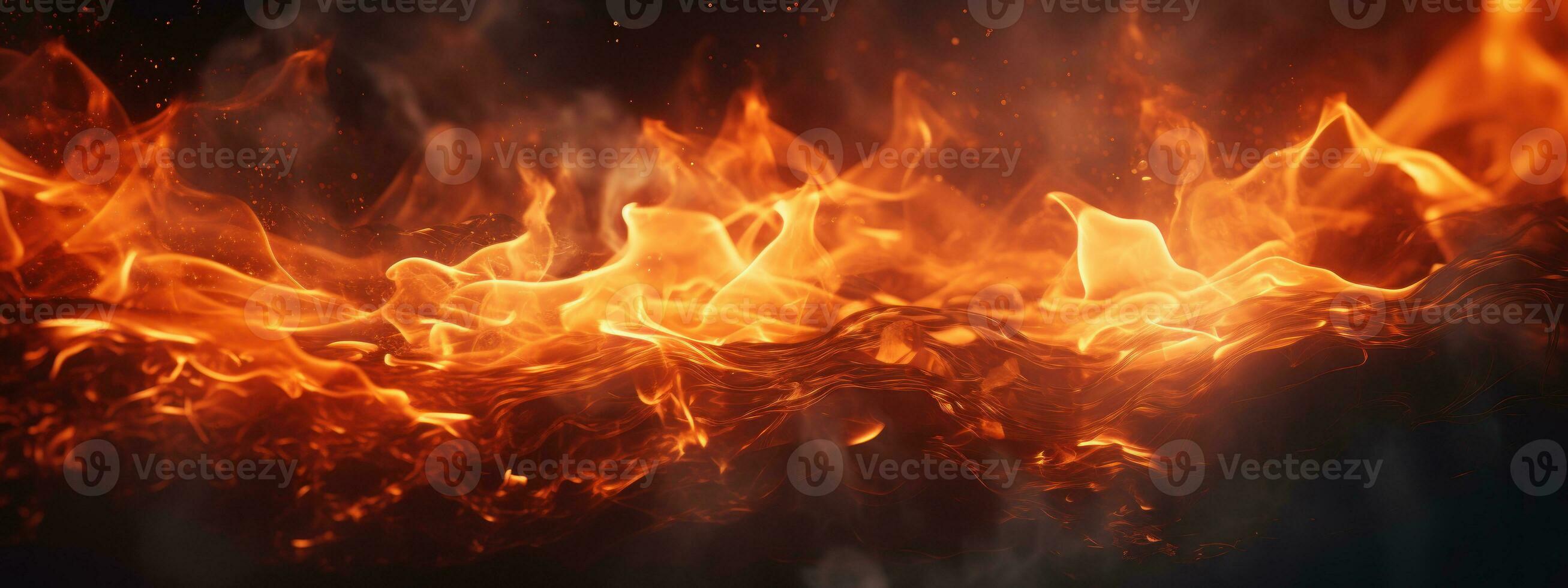 AI generated Captivating fire scene, pitch-black background,. AI generative. photo