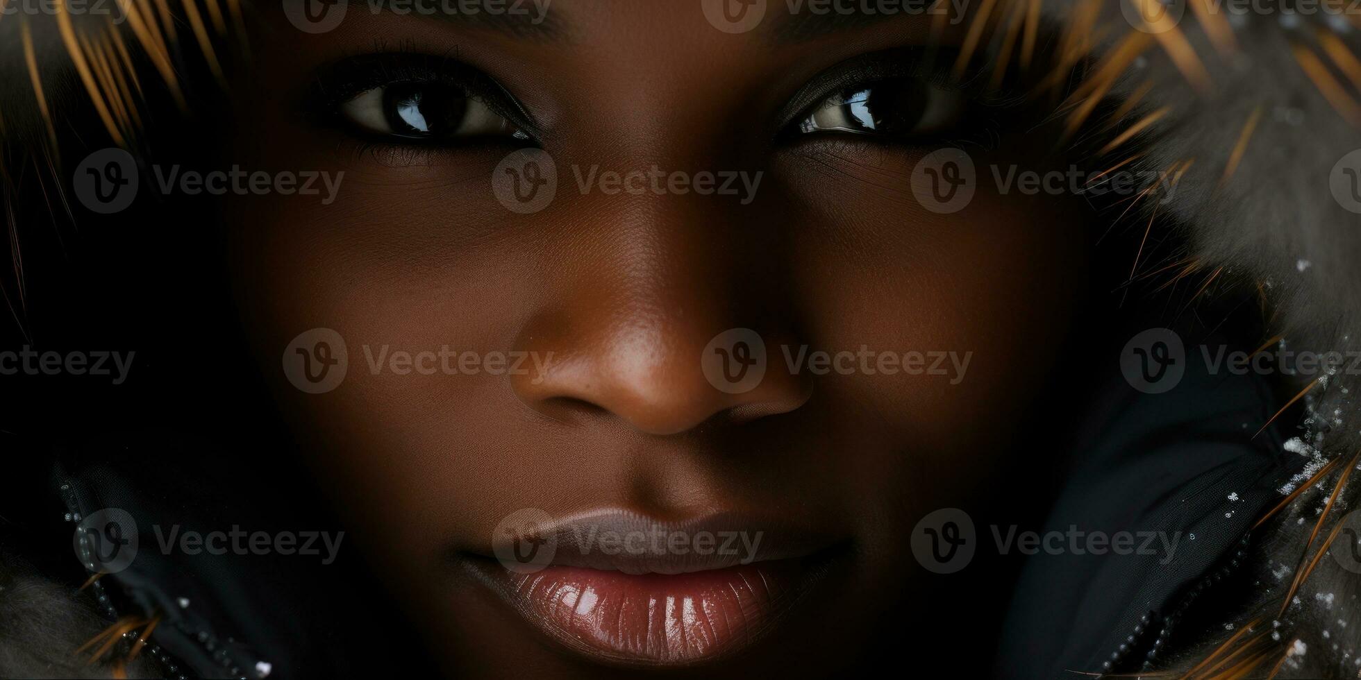 AI generated Ethereal beauty in winter, Woman with striking eyes. AI generative. photo