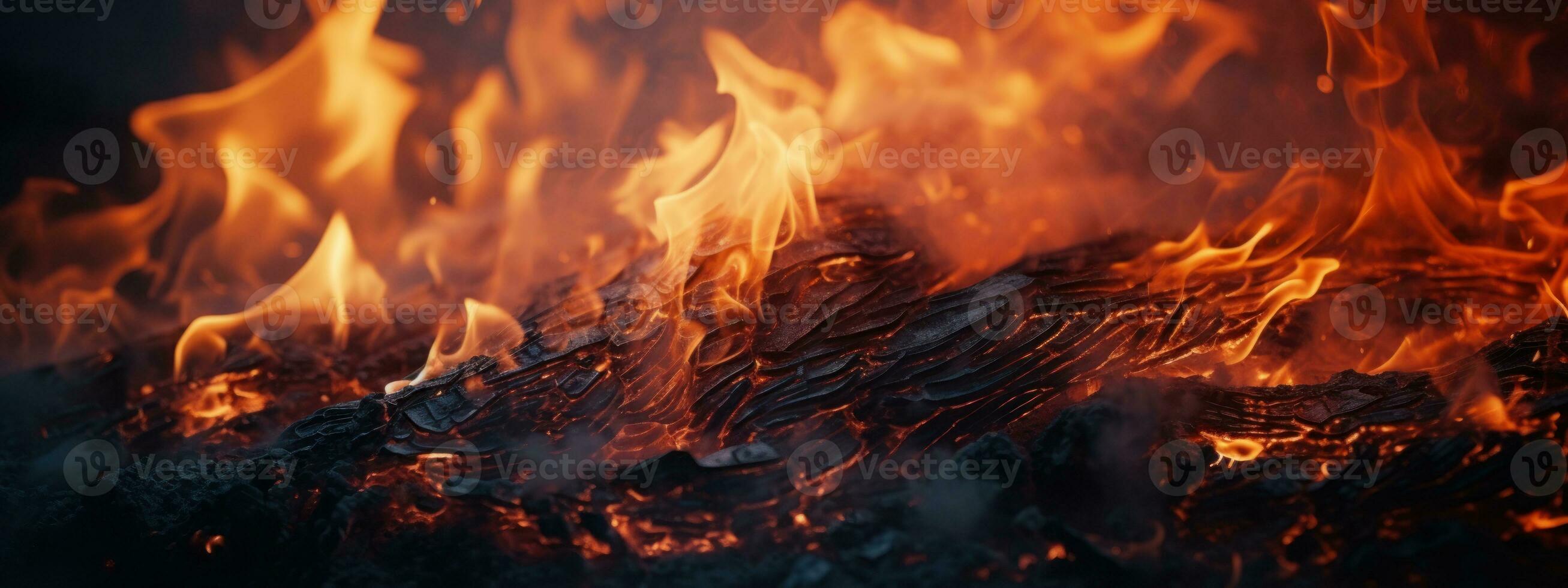AI generated Captivating fire scene, pitch-black background,. AI generative. photo
