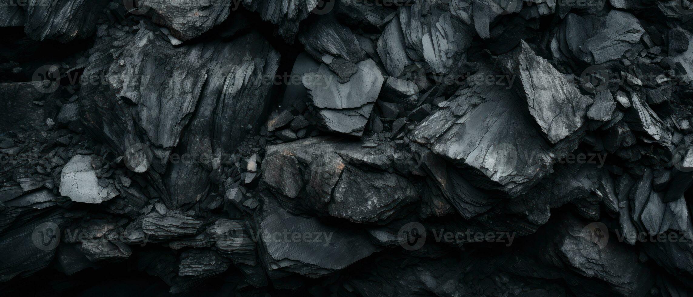 AI generated Close-up of a dark, heavy heap of varied coal. AI generative. photo