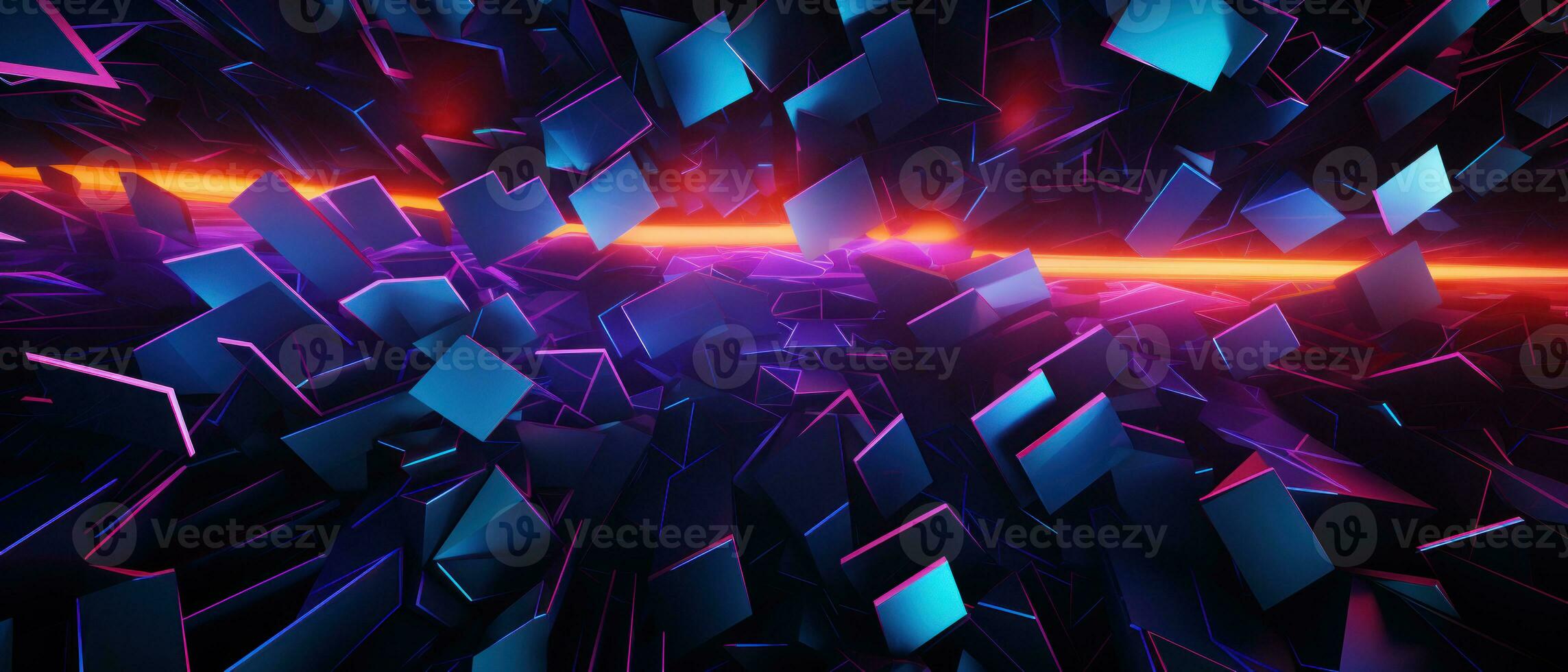 AI generated Modern neon design with hexagonal patterns and electric vibes. photo