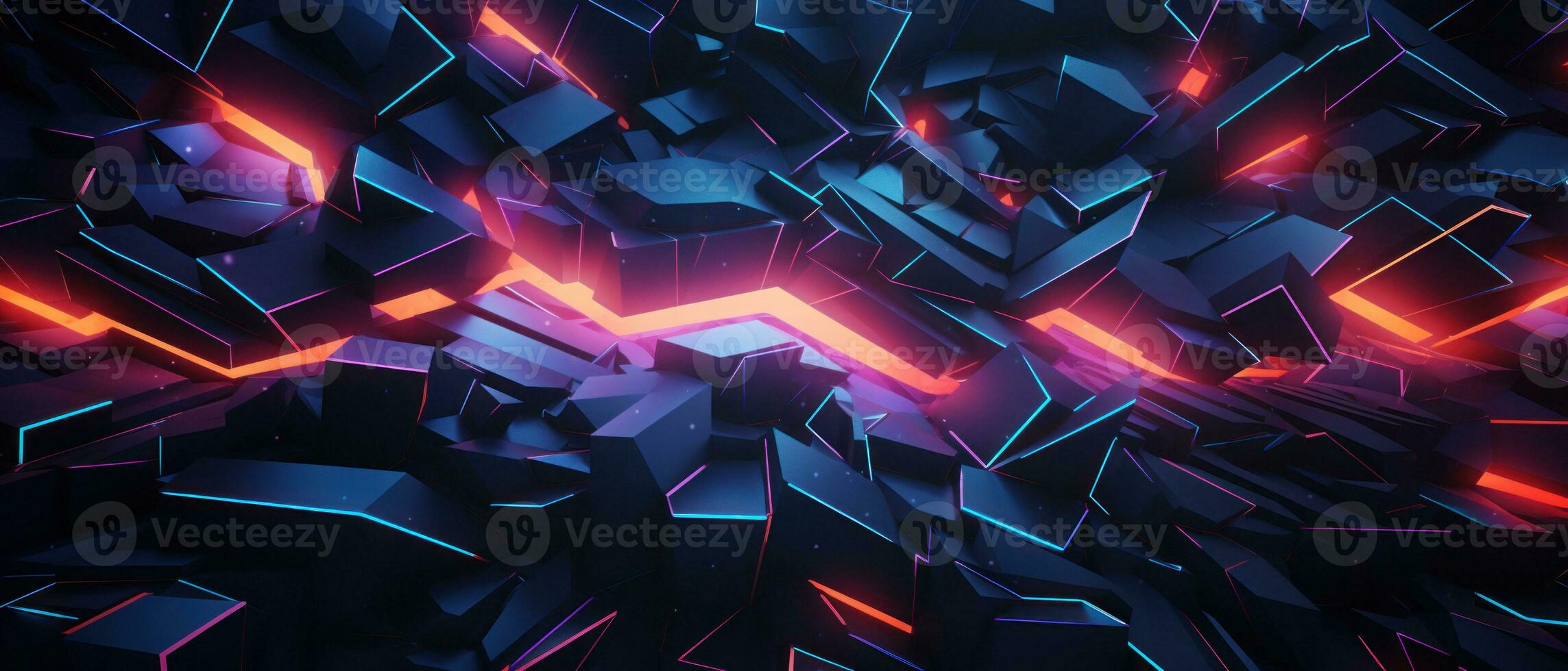 AI generated Modern neon design with hexagonal patterns and electric vibes. photo