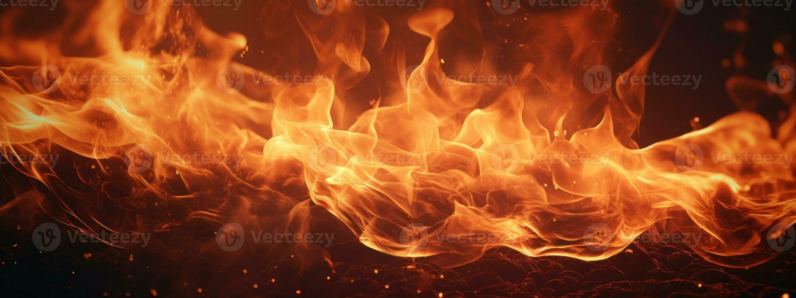 AI generated Captivating fire scene, pitch-black background,. AI generative. photo
