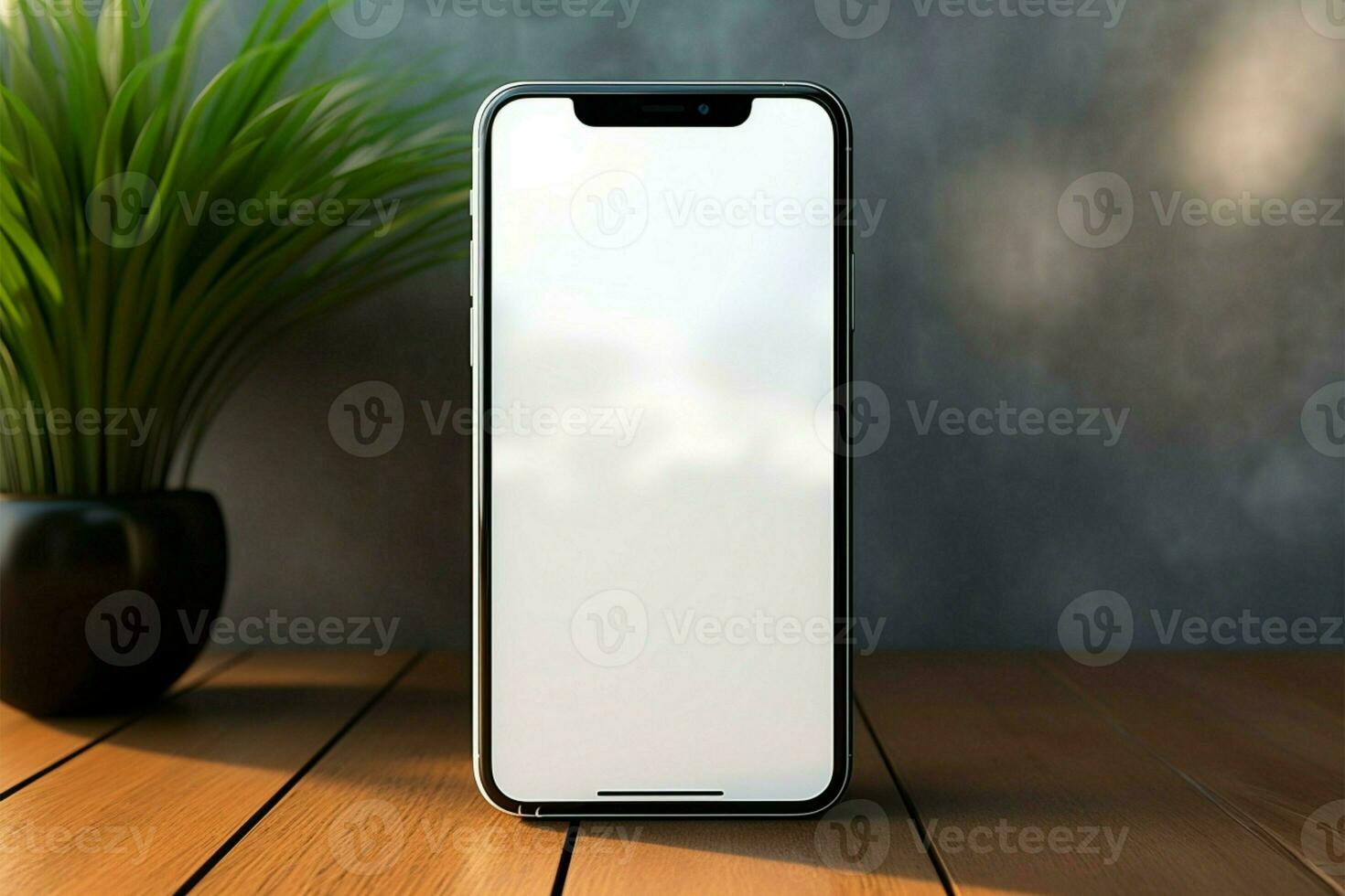 AI generated Aesthetic allure blank screen mobile phone with versatile mockup copy photo