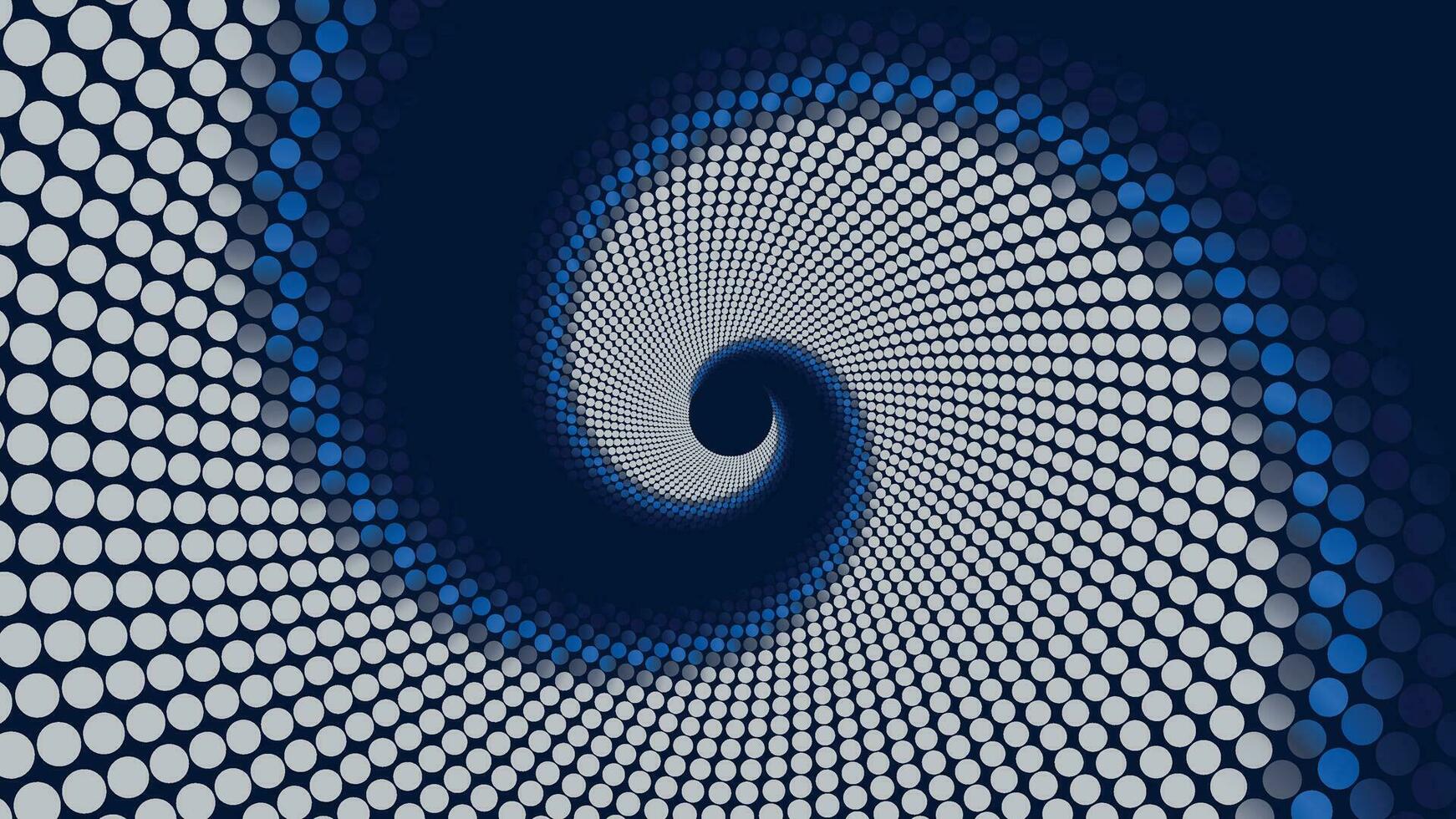 Abstract spiral dotted dark blue vortex background. vector