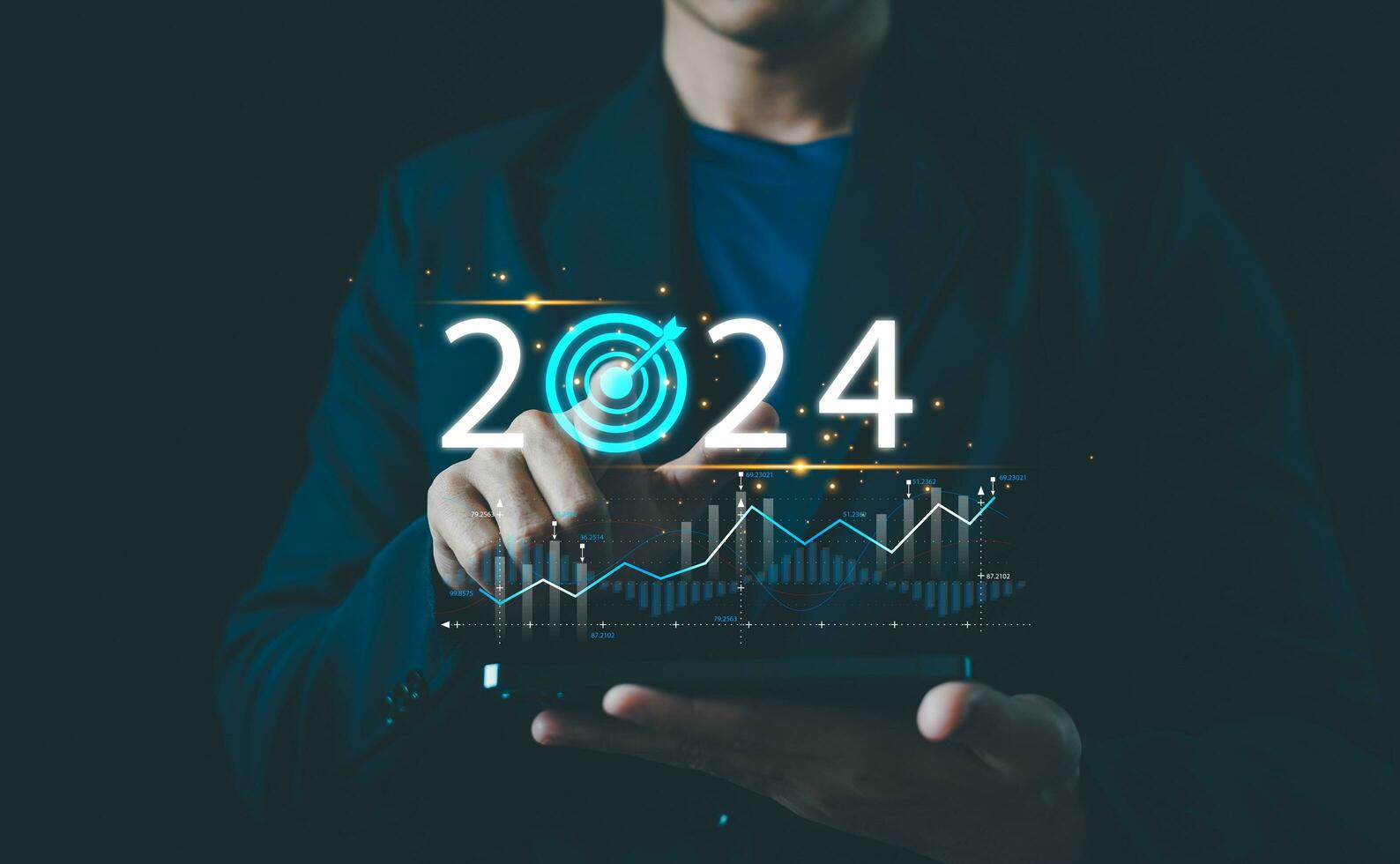 2024 new year, Market trends on 2024, Target and goal action plan for success growth, New business start up, increasing business, Challenge and business strategy, Business annual plan and development. photo