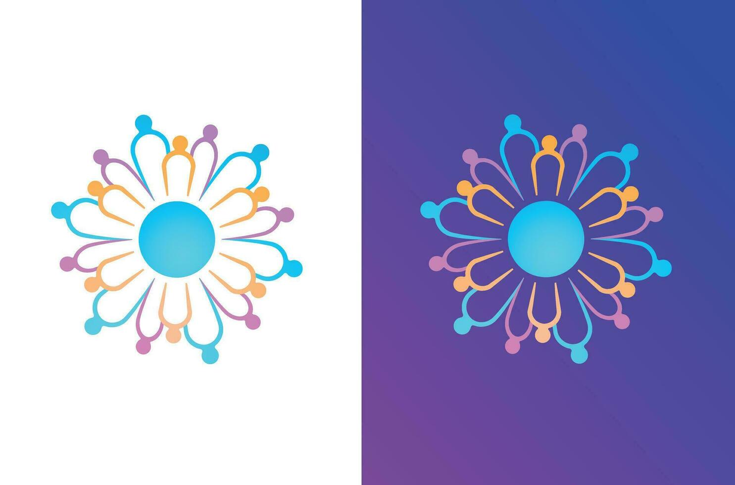 Flower symbol formed by silhouettes of people vector