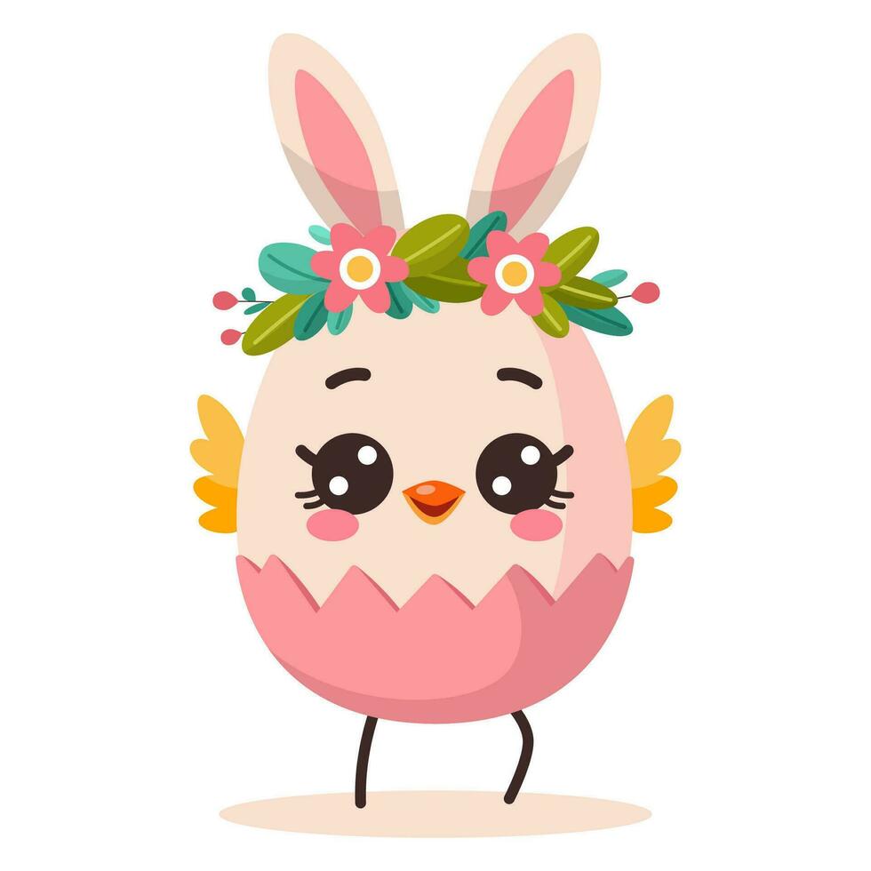 Easter egg with floral wreath vector