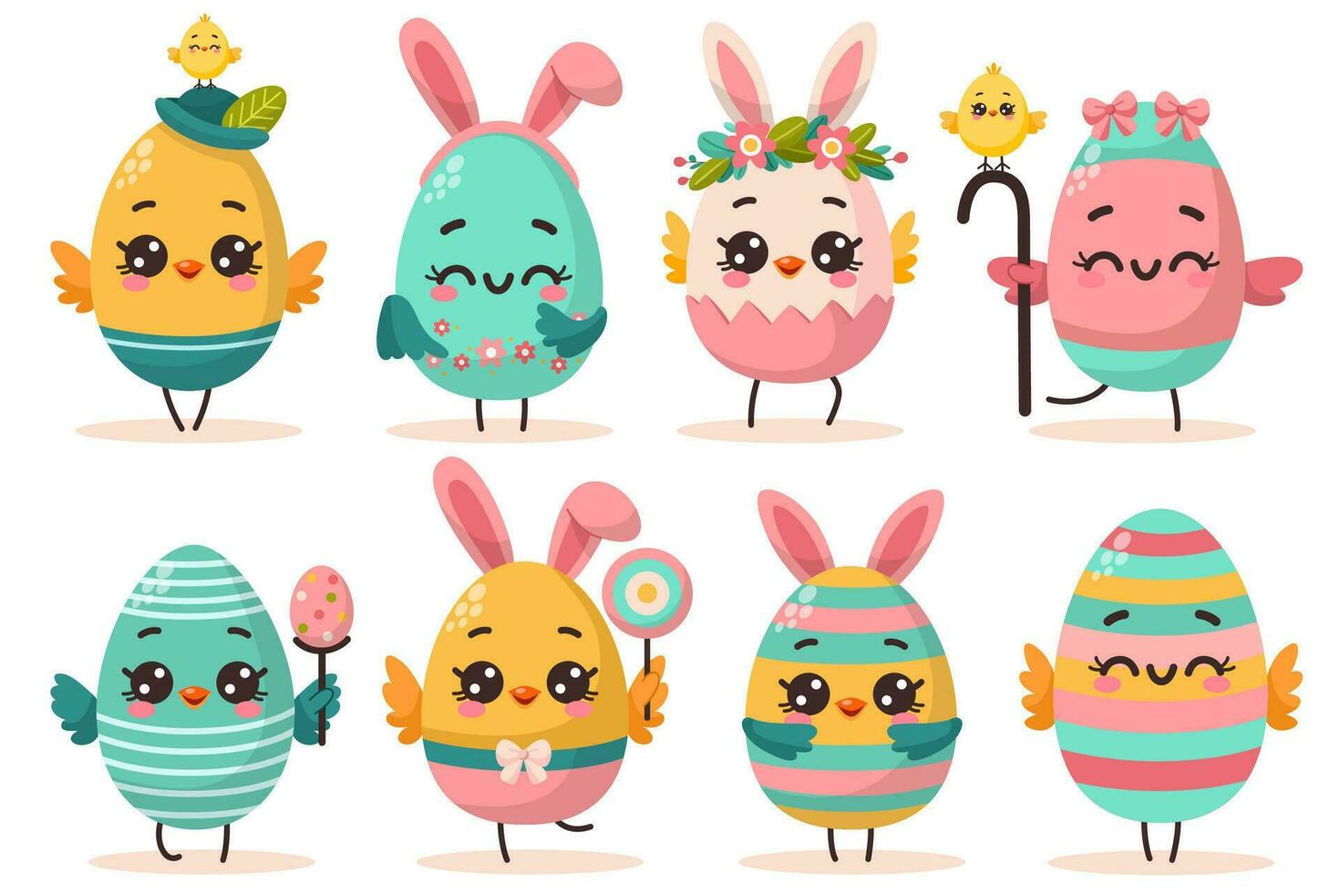 Collection of character easter eggs vector