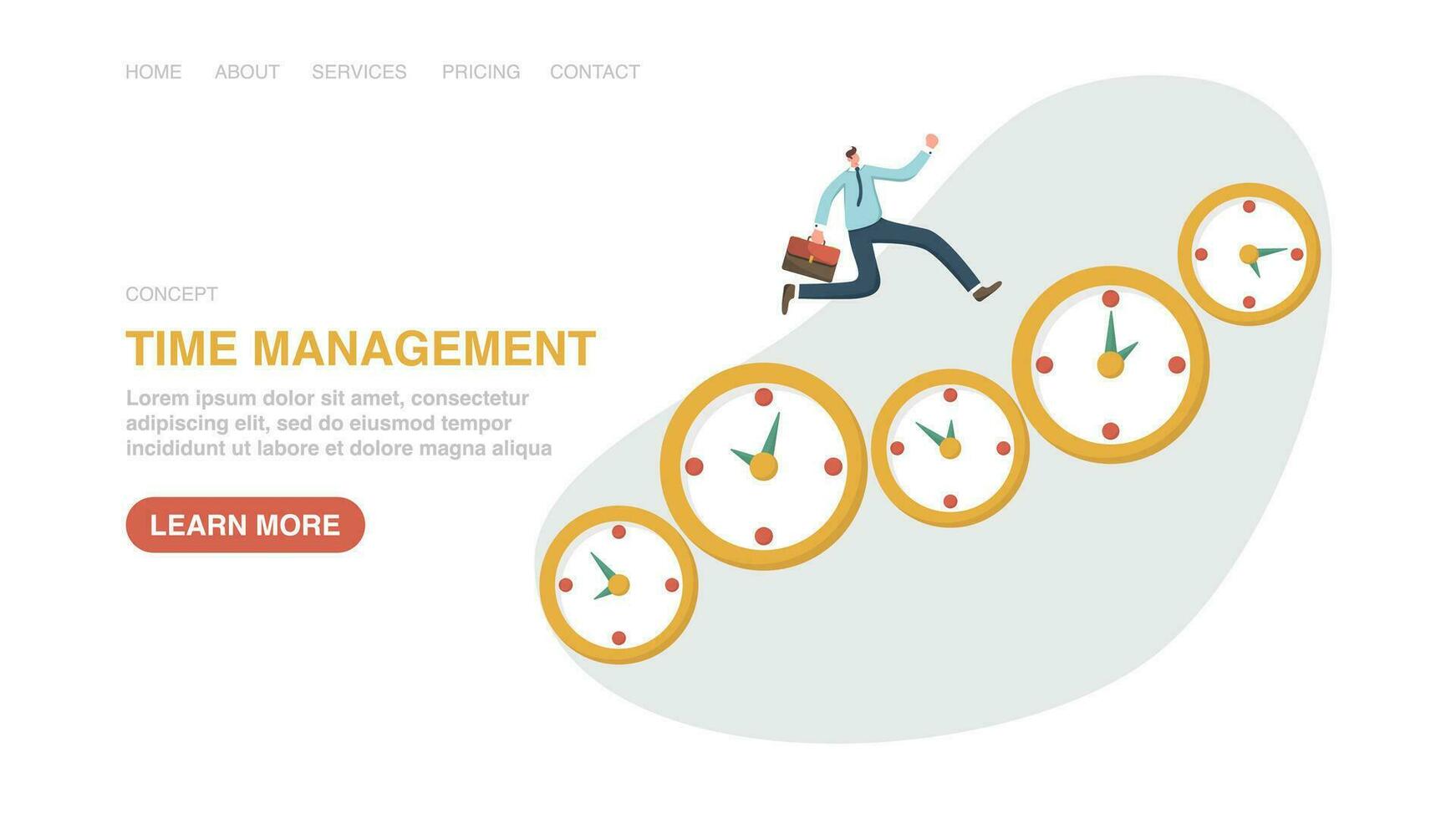 Web banner with man runs on the clocks vector
