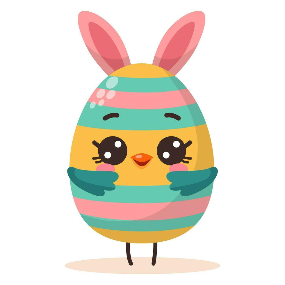Striped easter egg with bunny ears vector