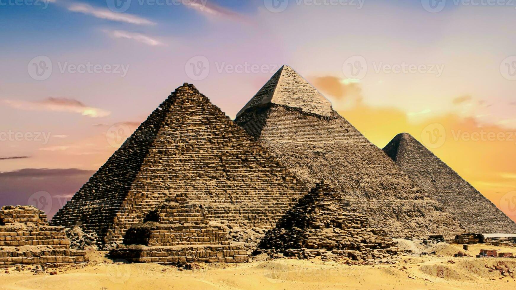 A beautiful picture of the pyramids in Giza, Egypt photo
