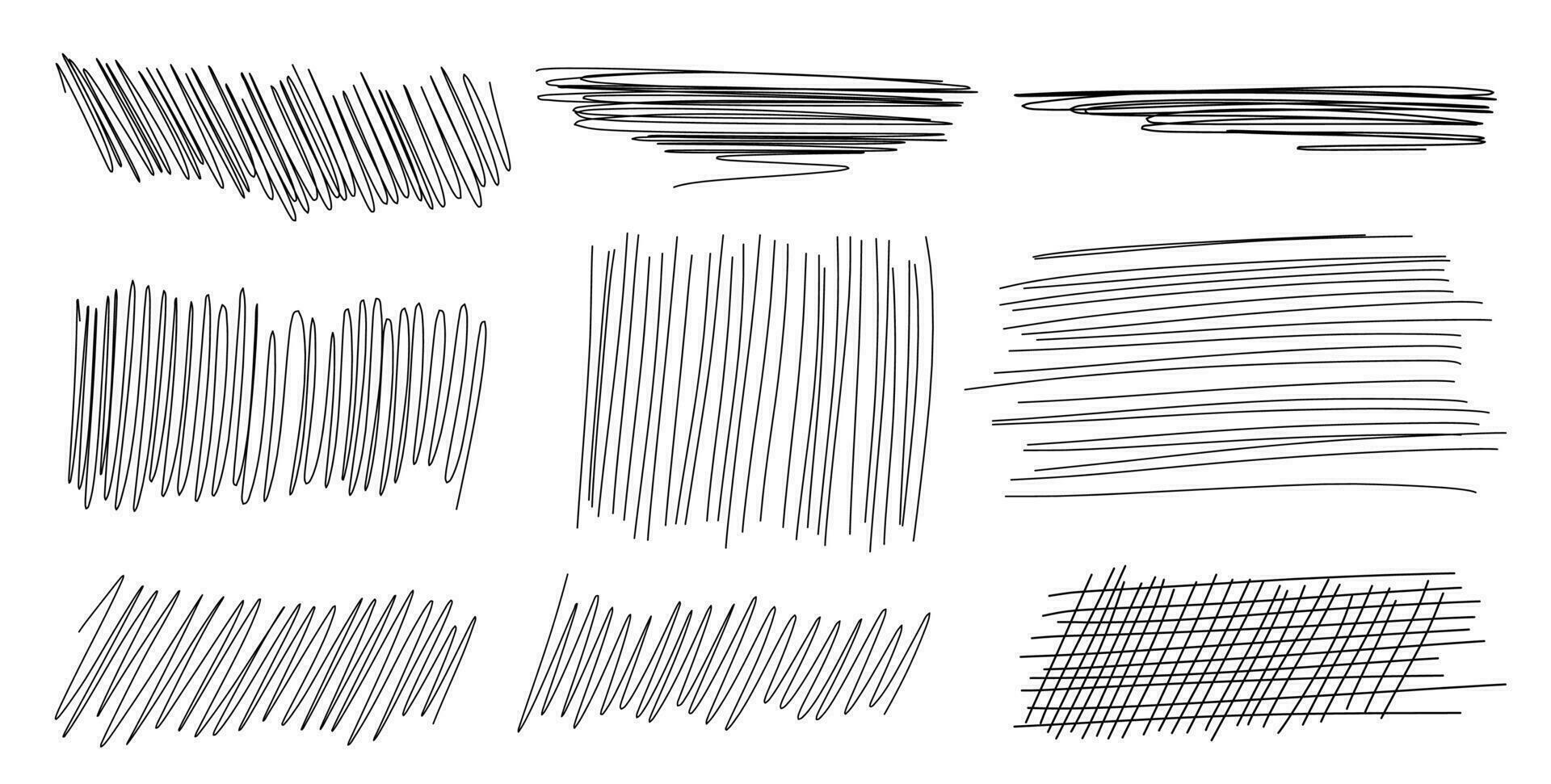 Hand drawn scribble set. Vector illustration isolated on white background.