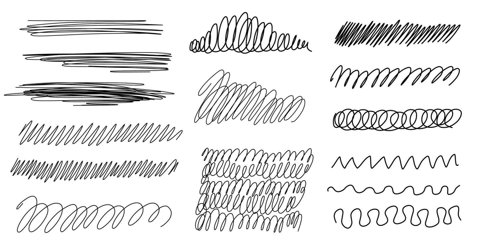 Hand drawn scribble set. Vector illustration isolated on white background.