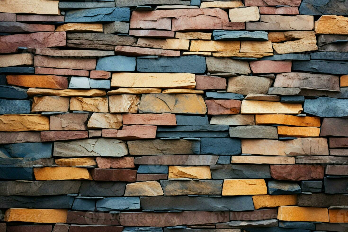 AI generated Textured elegance Colorful patterns on stone walls enhance architectural charm photo