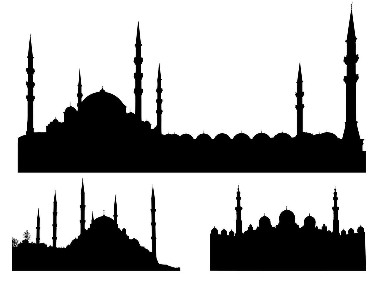 siluetas de diferente mezquitas ciudad silueta vector