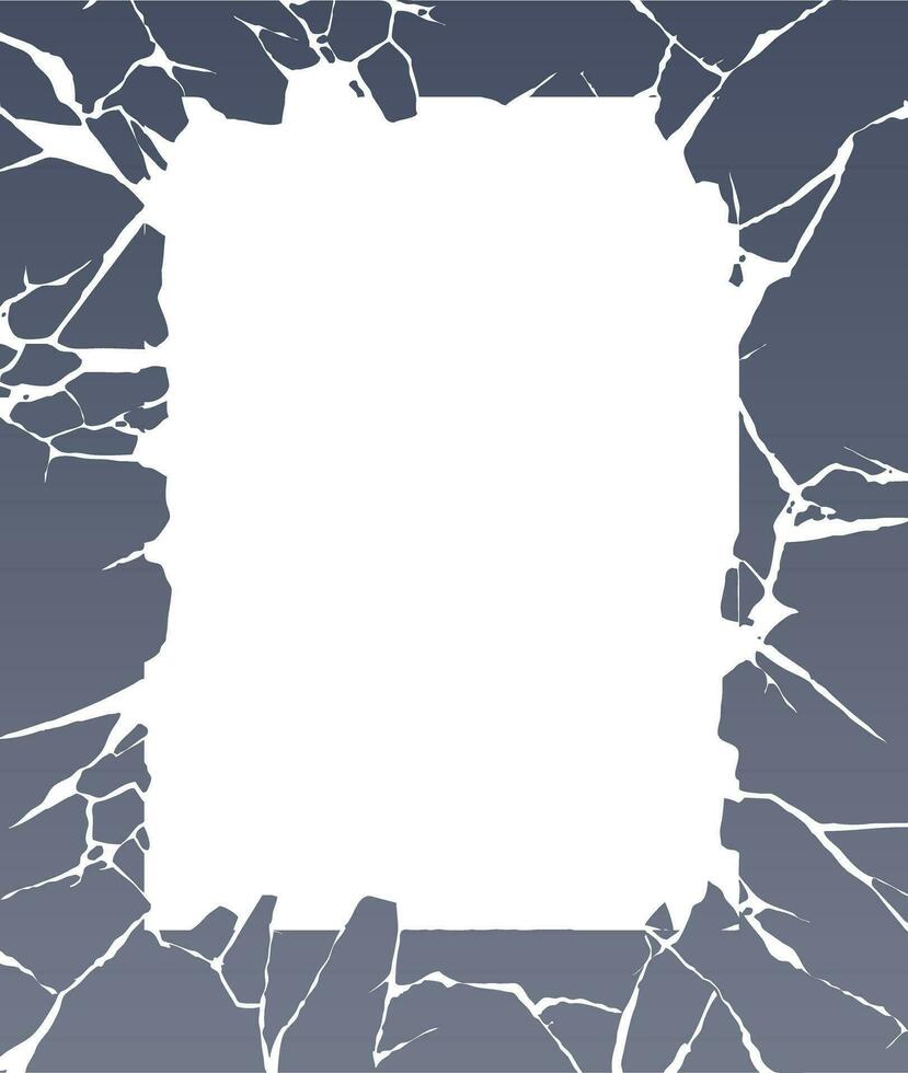 Frame of broken glass. A frame of a crushed rectangular plate vector