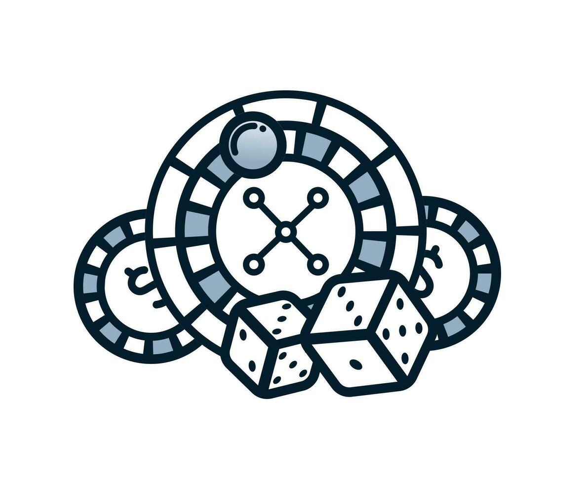 Outline illustration of casino roulette vector
