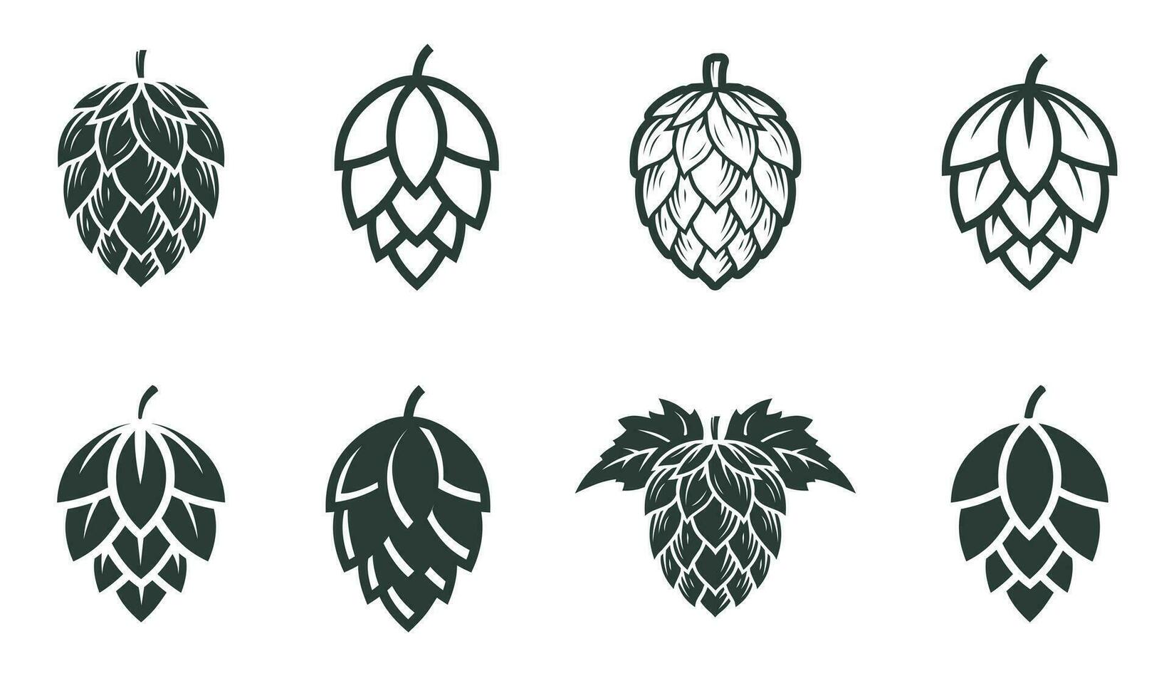 Set of hops flower. Silhouette of hops for beer logo vector