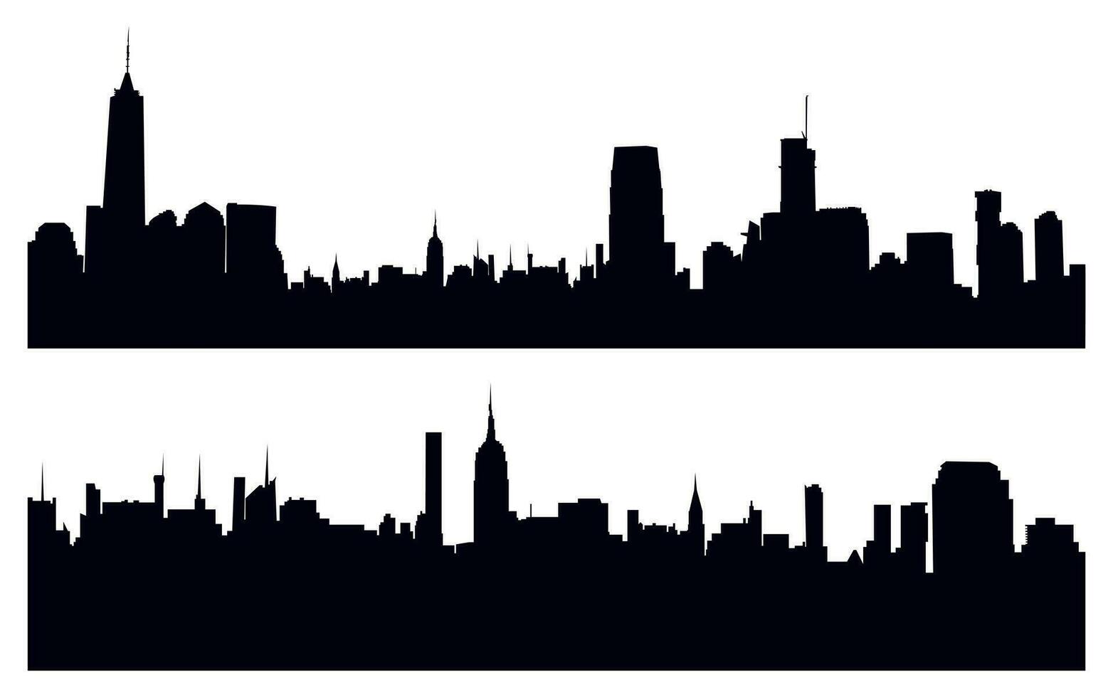 Silhouettes of a densely built-up city. New York city silhouette vector