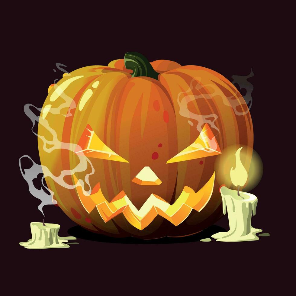 Illustration of a spooky Halloween pumpkin vector