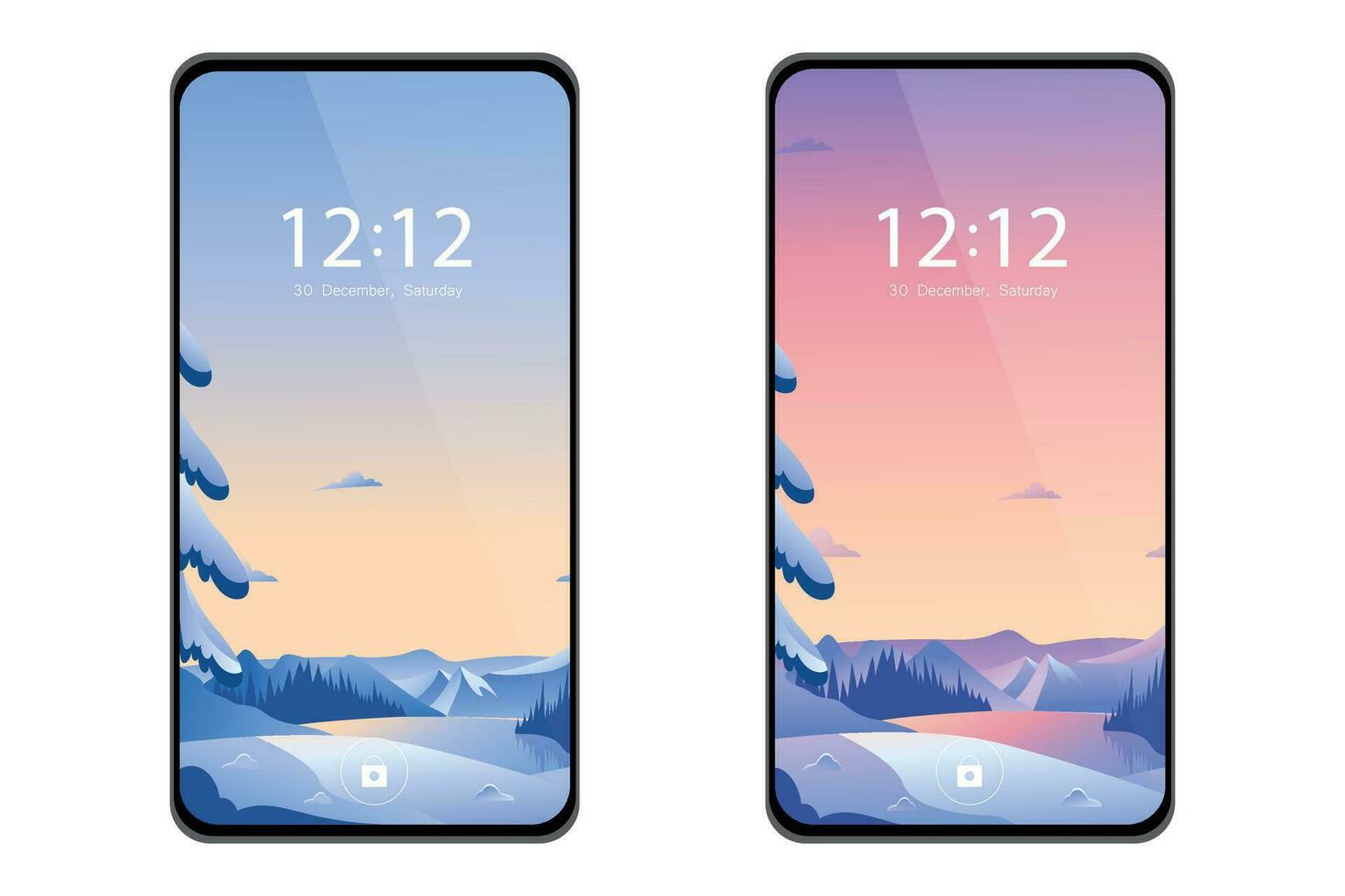 vector wallpaper screensaver for smartphone with winter landscape