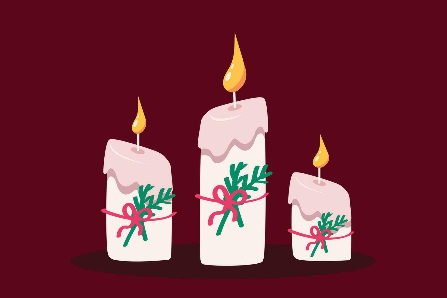 3 velas en dibujos animados estilo con nuevo años decoración vector