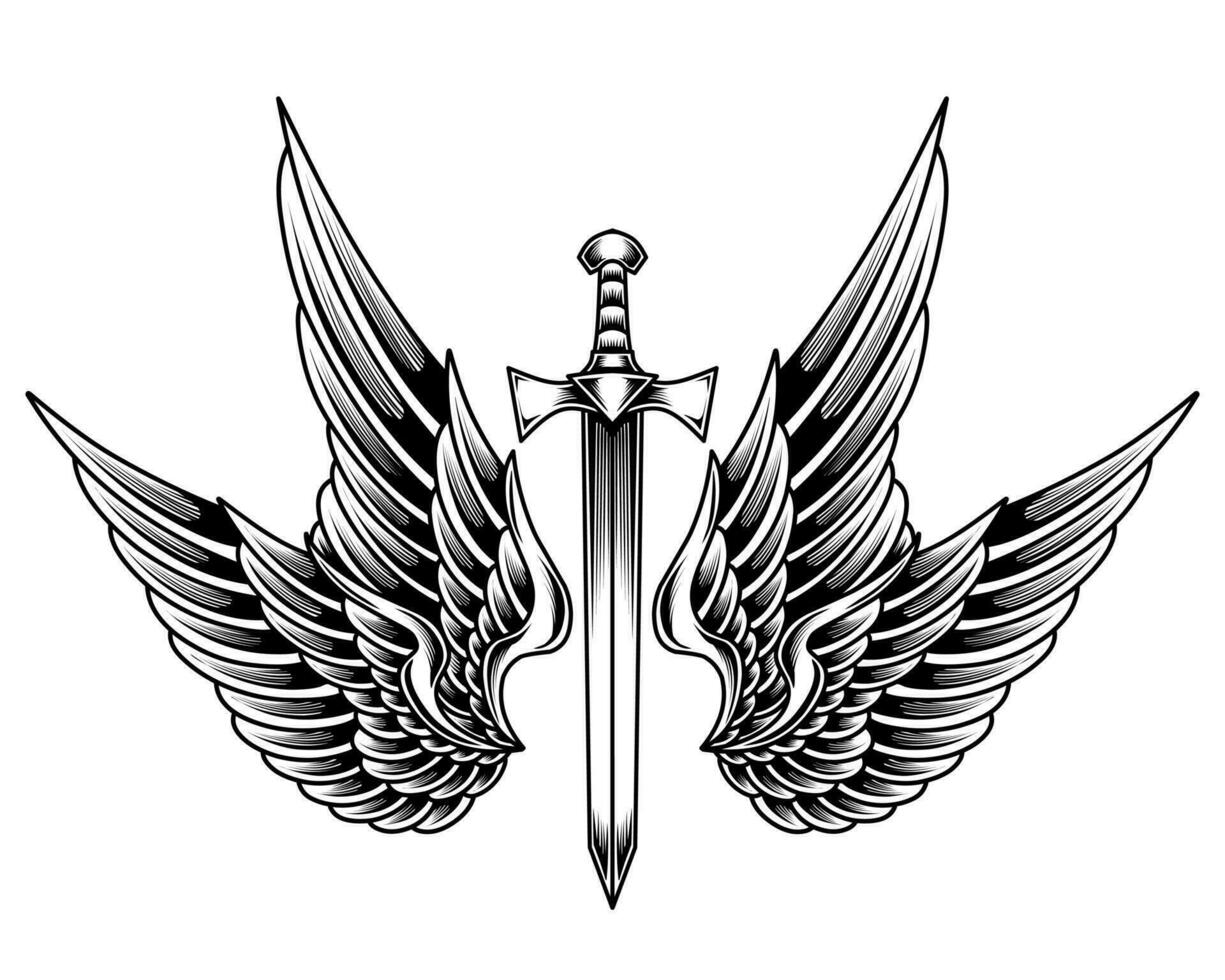 sword with wings 36405268 Vector Art at Vecteezy