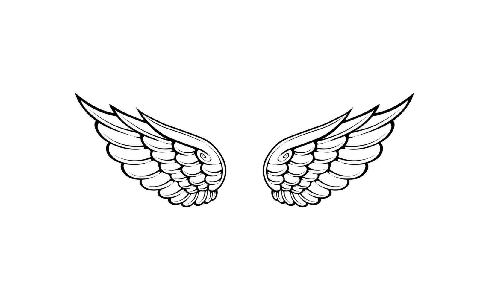 Free vector angel wings line art and outline