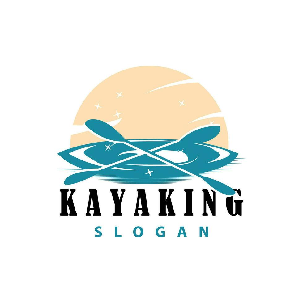 kayac logo canoa paleta salvaje aventuras río diseño vector ilustración Clásico estilo