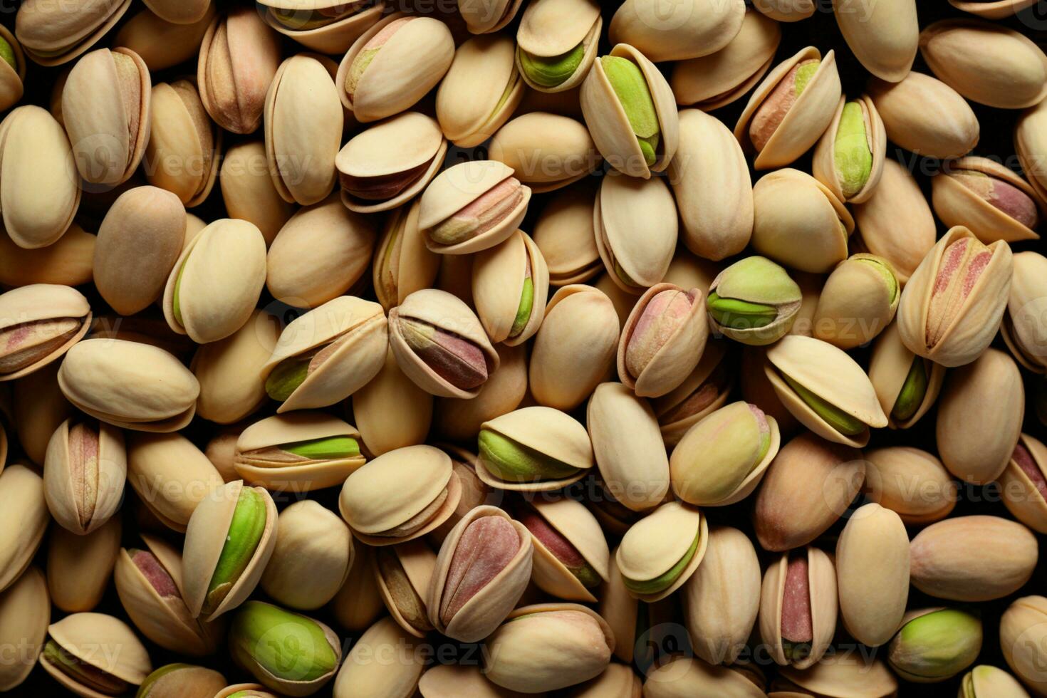 AI generated Nut display pistachios arranged for a top down visual treat photo