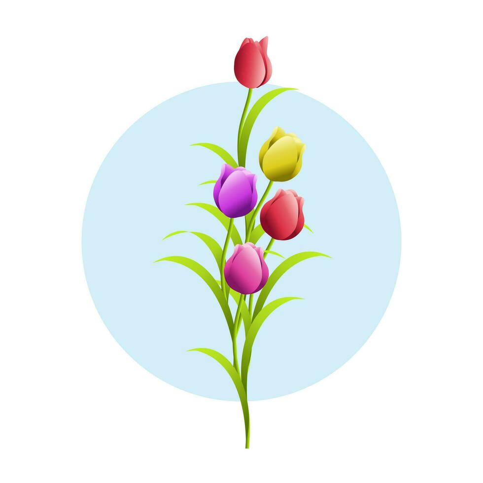 conjunto de vistoso tulipanes primavera flores - vector. vector
