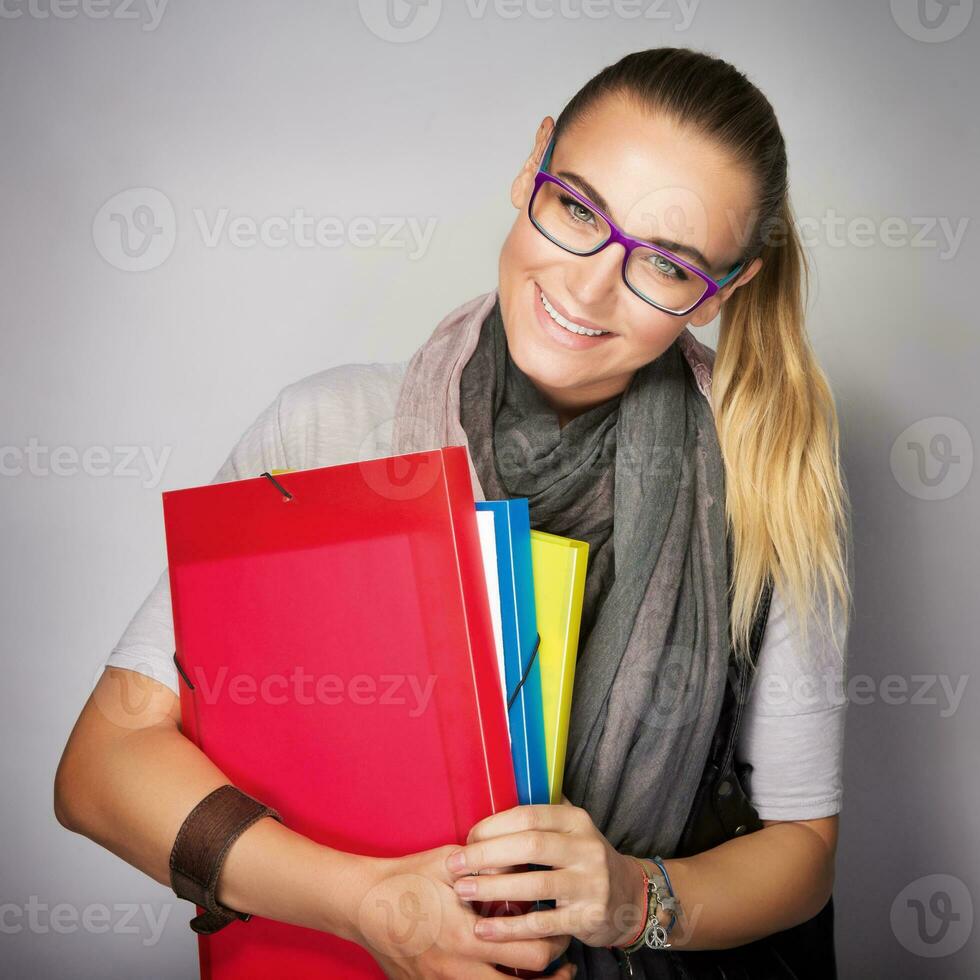 Cute smiling student girl photo