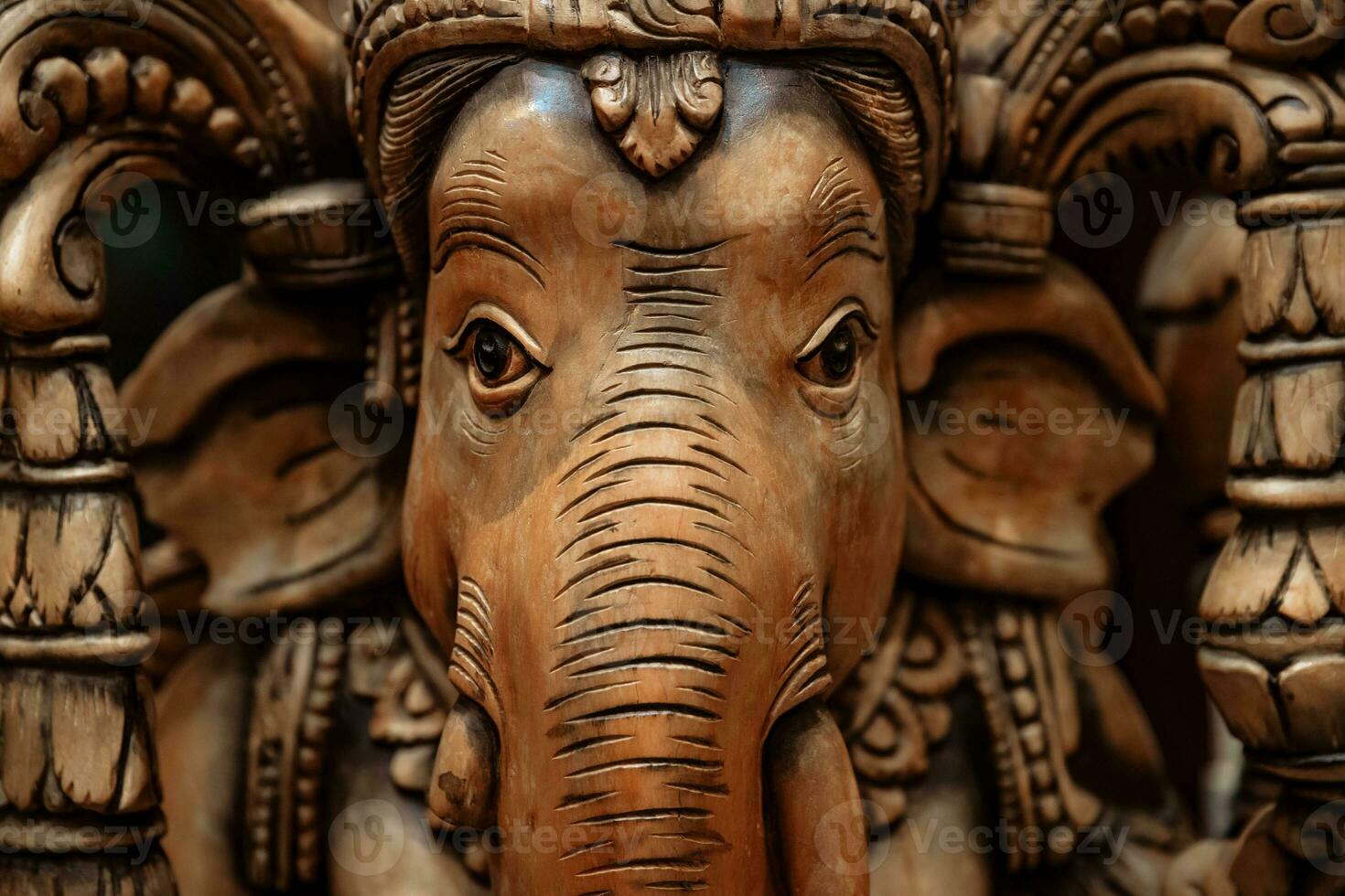 Ganesha Wooden Handmade Elephant Statue photo