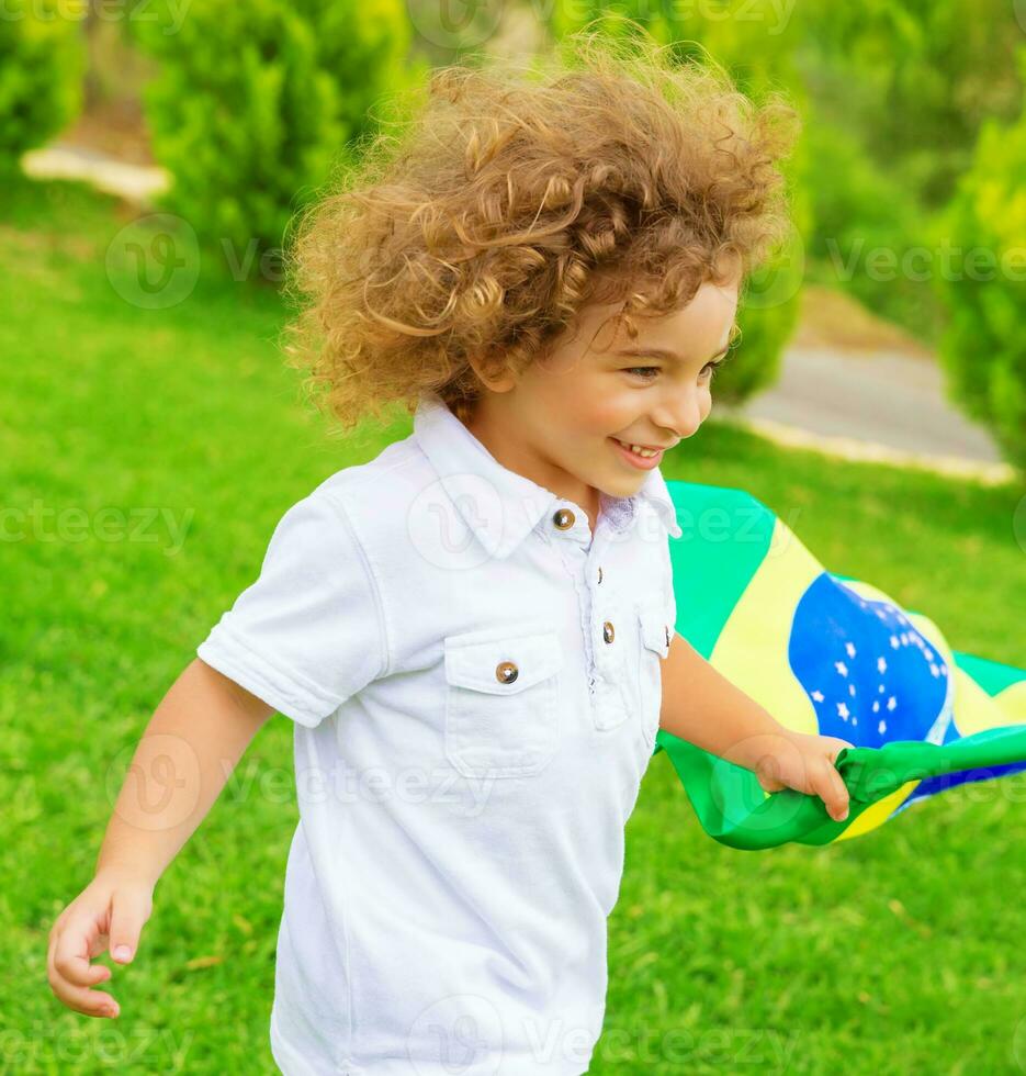 Happy little football fan photo