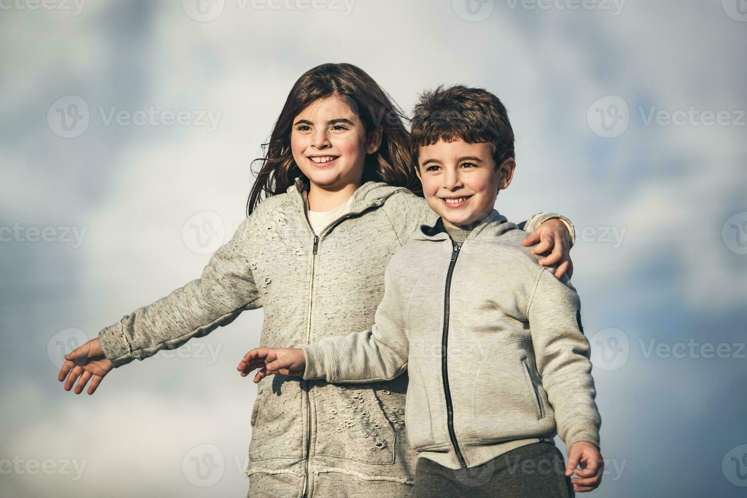 Happy children outdoors photo